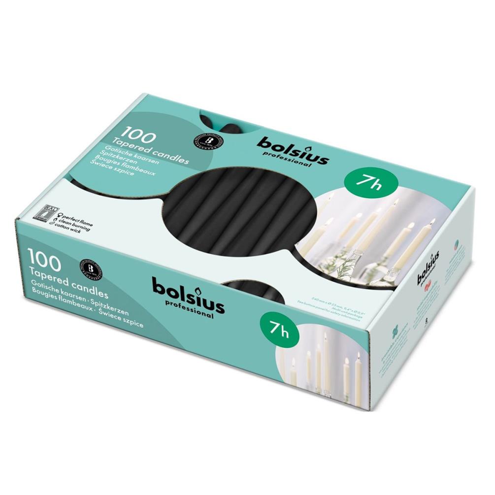 Bolsius Black Professional Tapered Candles 24cm (Pack of 100) £49.49